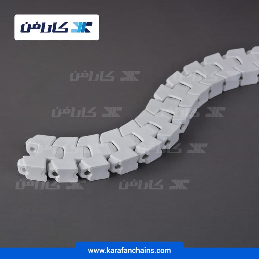 زنجیر کریر (حماله) حرکت چرخشی گام ۳۱.۷۵ میلی متر عرض ۱۲۷ میلی متر پین پلیمری ضد سایش