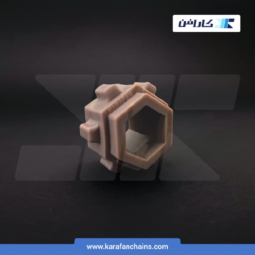 چرخ زنجیر تسمه مدولار حرکت مستقیم گام ۱ اینچ ضخامت سر دنده ۱۲ میلی متر ۶ دندانه HEX۲۰ یک تکه