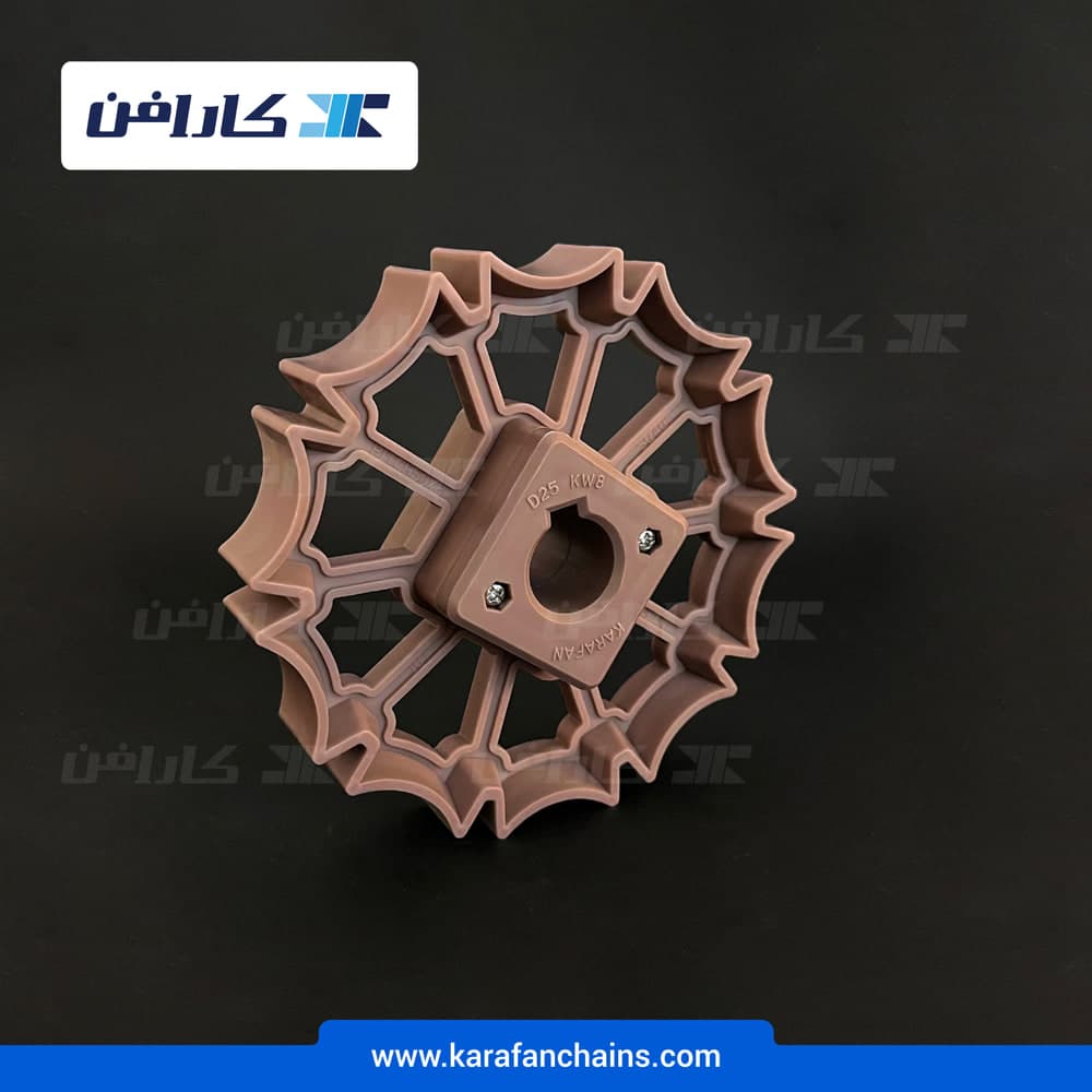چرخ زنجیر تسمه مدولار حرکت مستقیم گام ۲ اینچ V تیپ ۱۰ دندانه قطر ۲۰ میلی متر یک تکه