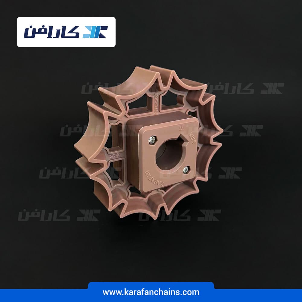 چرخ زنجیر تسمه مدولار حرکت مستقیم گام ۲ اینچ V تیپ ۸ دندانه قطر ۲۰ میلی متر یک تکه